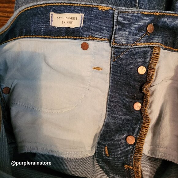 Madewell Jeans 30 Skinny Button Fly 10" High Rise Medium Dark Tummy Control - Picture 4 of 11